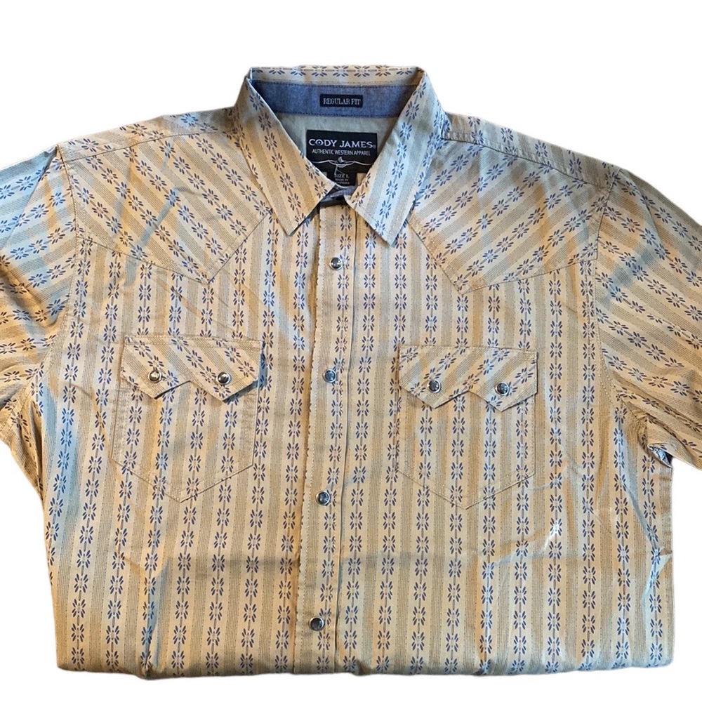 Cody James Men’s Beige Pattern Snap down LongSleeve Western Shirt. New